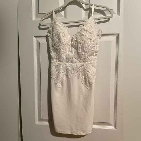 White Crochet Mini Dress - Picture 5 of 8